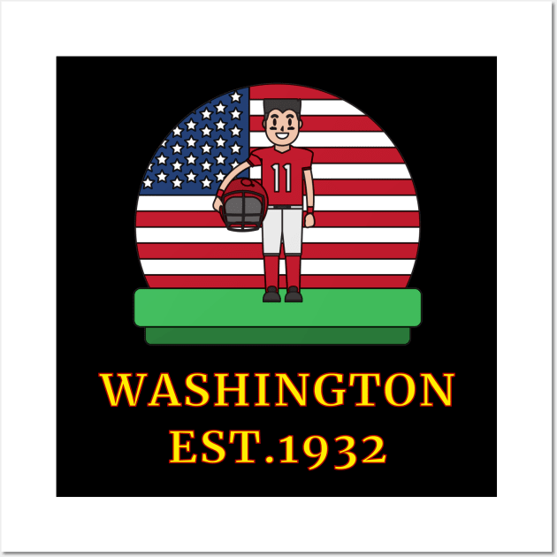 Washington Football DC Sports Team With American Flag Style, Vintage Washington Football DC Sports Team Novelty Gift Wall Art by WPKs Design & Co